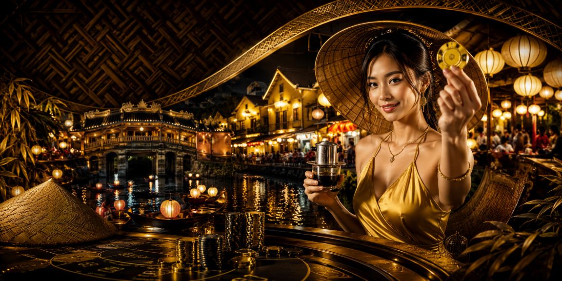 Khung cảnh casino cá cược tại Hội An với nón lá truyền thống