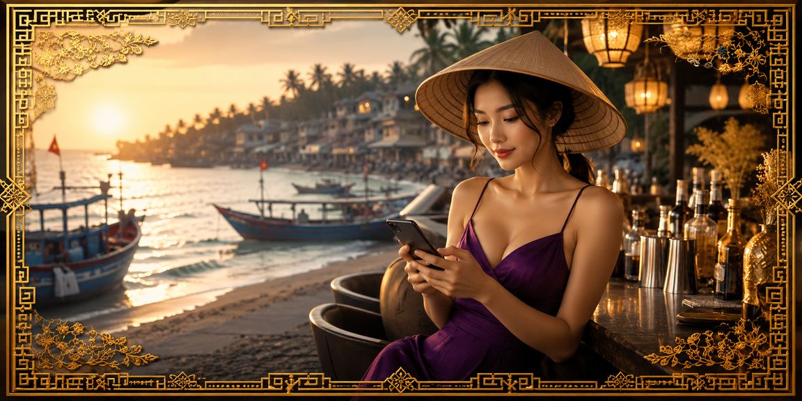 Nhóm bạn tại Mũi Né chơi bài và xem kèo thể thao trong không khí thư giãn