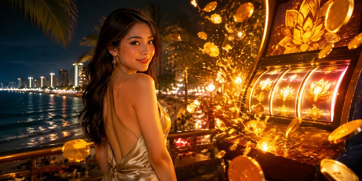 Người chơi Nha Trang trải nghiệm slot game tại chợ đêm dưới ánh đèn